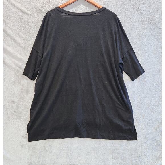 Eileen Fisher Organic Linen Black Dolman Sleeve Blouse Size Medium Petite Beach - Picture 6 of 10